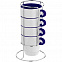 Набор кружек Inset с подставкой, синий с логотипом в Волгограде заказать по выгодной цене в кибермаркете AvroraStore
