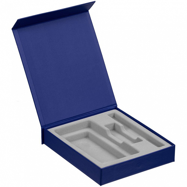 Коробка Rapture для аккумулятора 10000 мАч, флешки и ручки, синяя с логотипом в Волгограде заказать по выгодной цене в кибермаркете AvroraStore