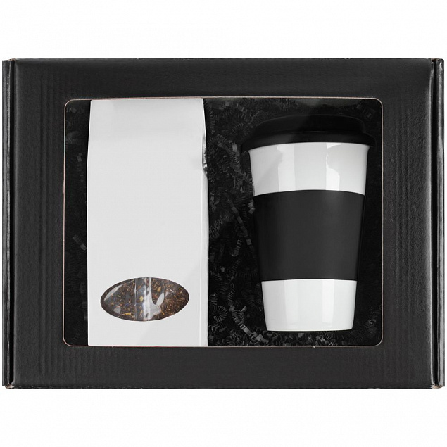 Набор «Чайная пауза», черный с белым с логотипом в Волгограде заказать по выгодной цене в кибермаркете AvroraStore