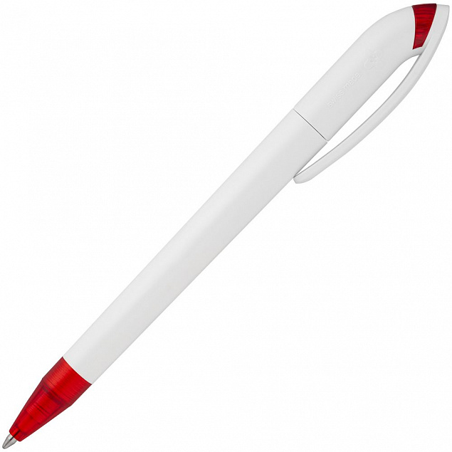 Ручка шариковая Beo Sport, белая с красным с логотипом в Волгограде заказать по выгодной цене в кибермаркете AvroraStore