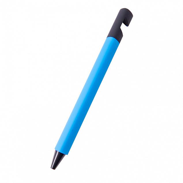 N5 soft, ручка шариковая, голубой/черный, пластик,soft-touch, подставка для смартфона с логотипом в Волгограде заказать по выгодной цене в кибермаркете AvroraStore