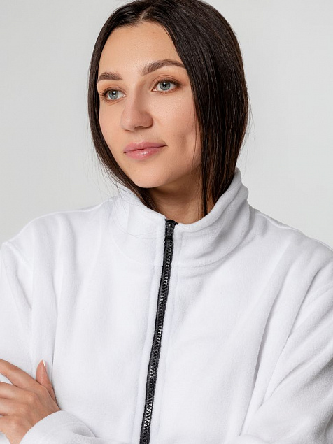 Куртка флисовая унисекс Manakin, белая с логотипом в Волгограде заказать по выгодной цене в кибермаркете AvroraStore