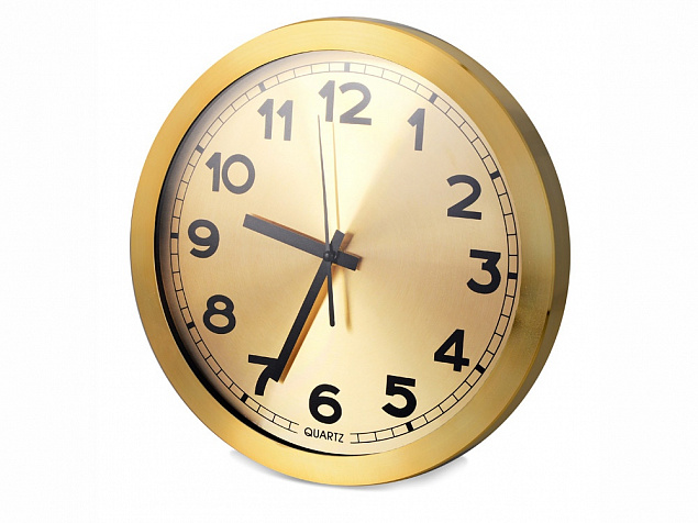 Часы настенные Кларк, золотистый с логотипом в Волгограде заказать по выгодной цене в кибермаркете AvroraStore