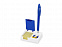 Подставка под ручку и скрепки Потакет, белый/синий с логотипом в Волгограде заказать по выгодной цене в кибермаркете AvroraStore