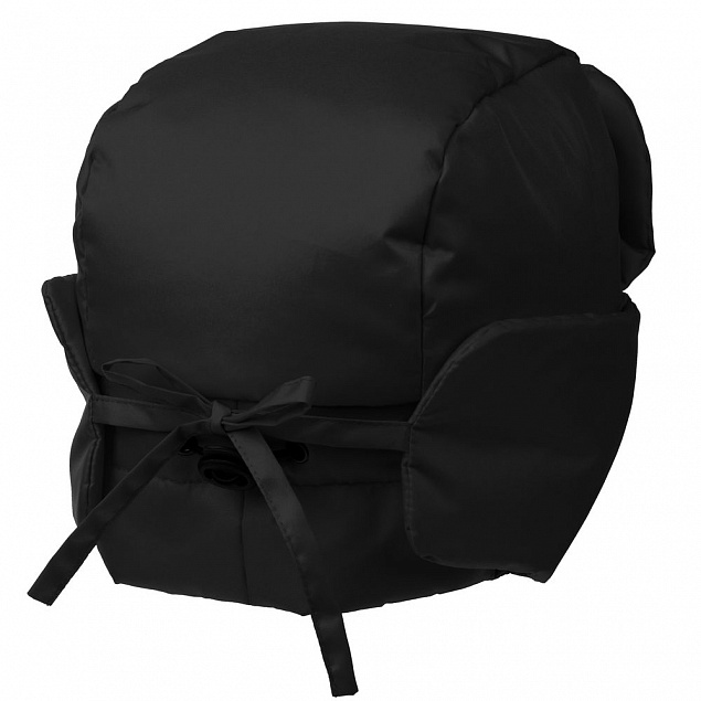 Шапка-ушанка Shelter, черная с логотипом в Волгограде заказать по выгодной цене в кибермаркете AvroraStore