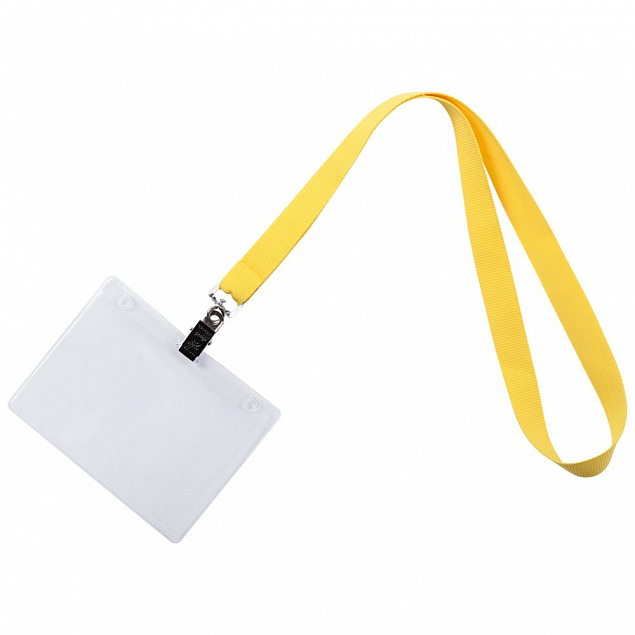 Лента для бейджа Neckband, желтый с логотипом в Волгограде заказать по выгодной цене в кибермаркете AvroraStore