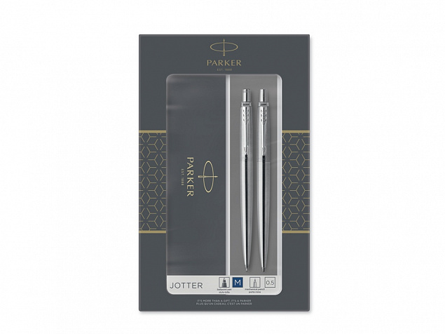 Набор Parker Jotter Core Stainless Steel CT ручка шариковая, карандаш механический с логотипом в Волгограде заказать по выгодной цене в кибермаркете AvroraStore