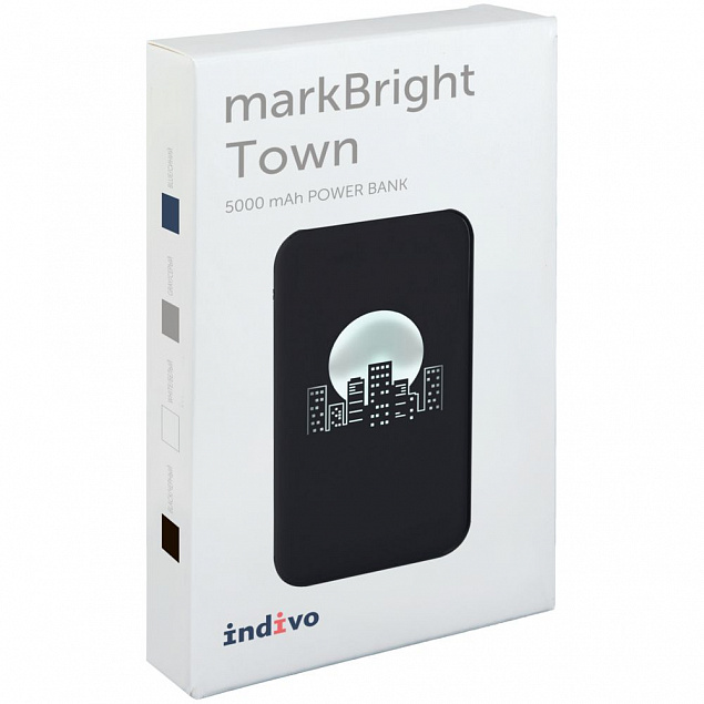 Аккумулятор с подсветкой markBright Town, 5000 мАч, черный с логотипом в Волгограде заказать по выгодной цене в кибермаркете AvroraStore