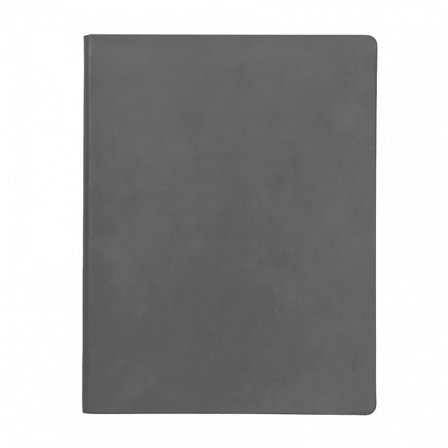 Бизнес-блокнот BIGGY, B5 формат, серый, серый форзац, мягкая обложка, в клетку с логотипом в Волгограде заказать по выгодной цене в кибермаркете AvroraStore