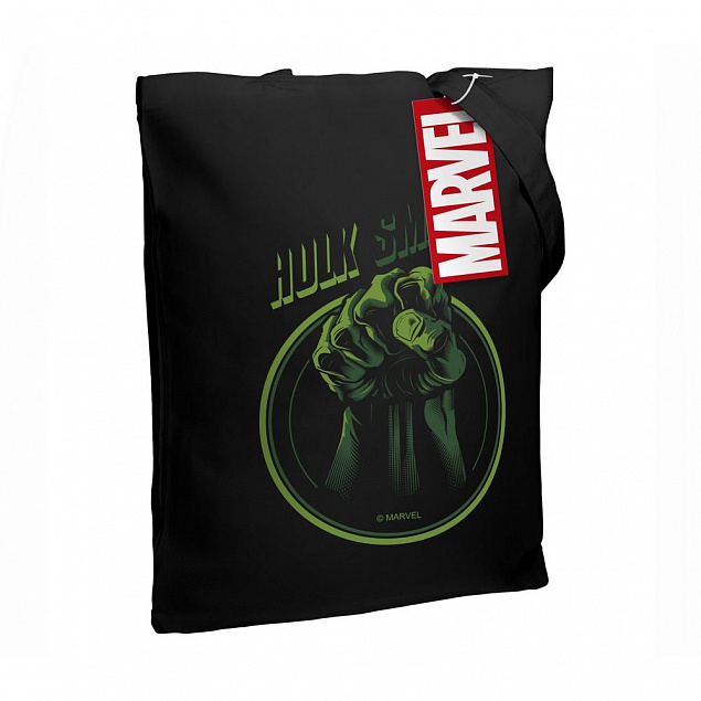 Холщовая сумка Hulk Smash, черная с логотипом в Волгограде заказать по выгодной цене в кибермаркете AvroraStore