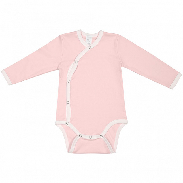 Боди детское Baby Prime, розовое с молочно-белым с логотипом в Волгограде заказать по выгодной цене в кибермаркете AvroraStore