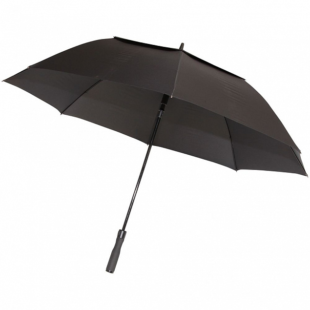 Зонт-трость Fiber Golf Air, черный с логотипом в Волгограде заказать по выгодной цене в кибермаркете AvroraStore