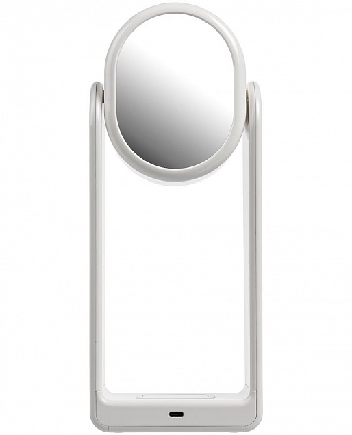 Настольная лампа с зеркалом и беспроводной зарядкой Tyro, белая с логотипом в Волгограде заказать по выгодной цене в кибермаркете AvroraStore