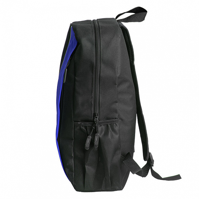 Рюкзак PLUS, чёрный/синий, 44 x 26 x 12 см, 100% полиэстер 600D с логотипом в Волгограде заказать по выгодной цене в кибермаркете AvroraStore