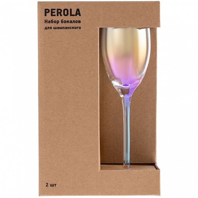 Набор из 2 бокалов для шампанского Perola с логотипом в Волгограде заказать по выгодной цене в кибермаркете AvroraStore