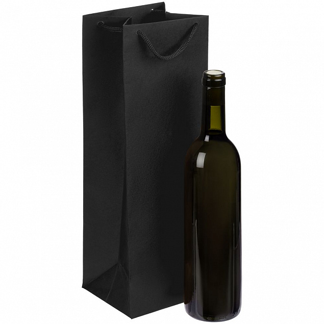 Пакет под бутылку Vindemia, черный с логотипом в Волгограде заказать по выгодной цене в кибермаркете AvroraStore