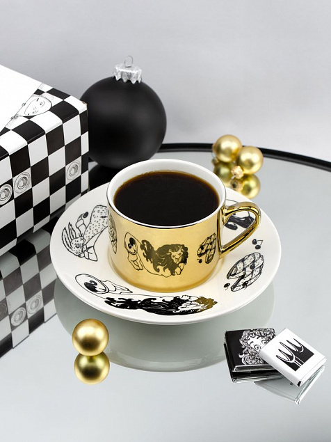 Чайная пара «Время чудес», золотистая с логотипом в Волгограде заказать по выгодной цене в кибермаркете AvroraStore