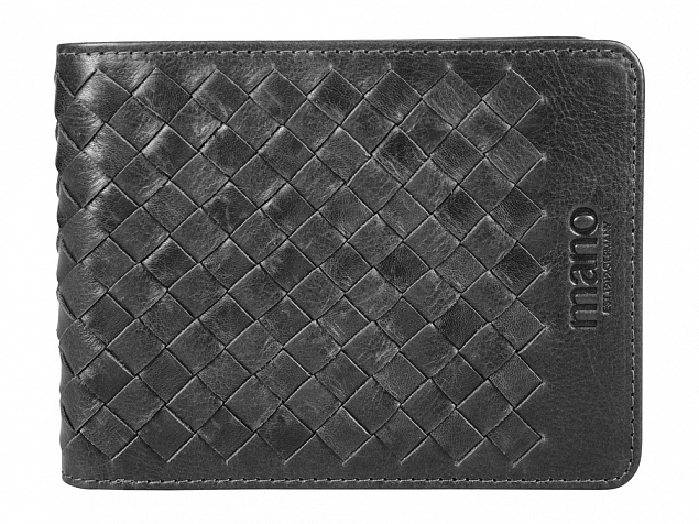 Бумажник Mano Don Luca, натуральная кожа в черном цвете, 12,5 х 9,7 см с логотипом в Волгограде заказать по выгодной цене в кибермаркете AvroraStore