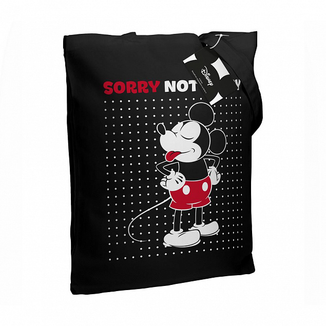 Холщовая сумка «Микки Маус. Sorry», черная с логотипом в Волгограде заказать по выгодной цене в кибермаркете AvroraStore