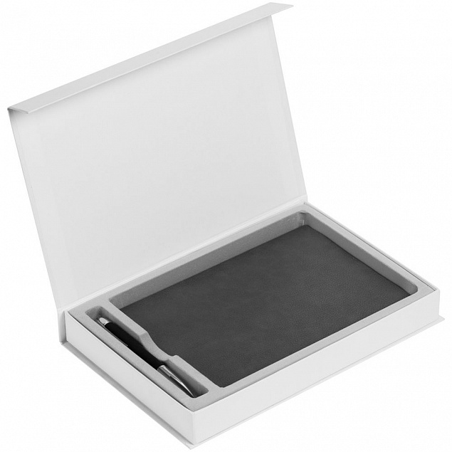Коробка Silk с ложементом под ежедневник и ручку, белая с логотипом в Волгограде заказать по выгодной цене в кибермаркете AvroraStore