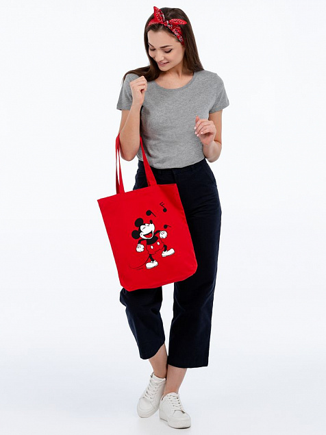 Холщовая сумка «Микки Маус. Sing With Me», красная с логотипом в Волгограде заказать по выгодной цене в кибермаркете AvroraStore