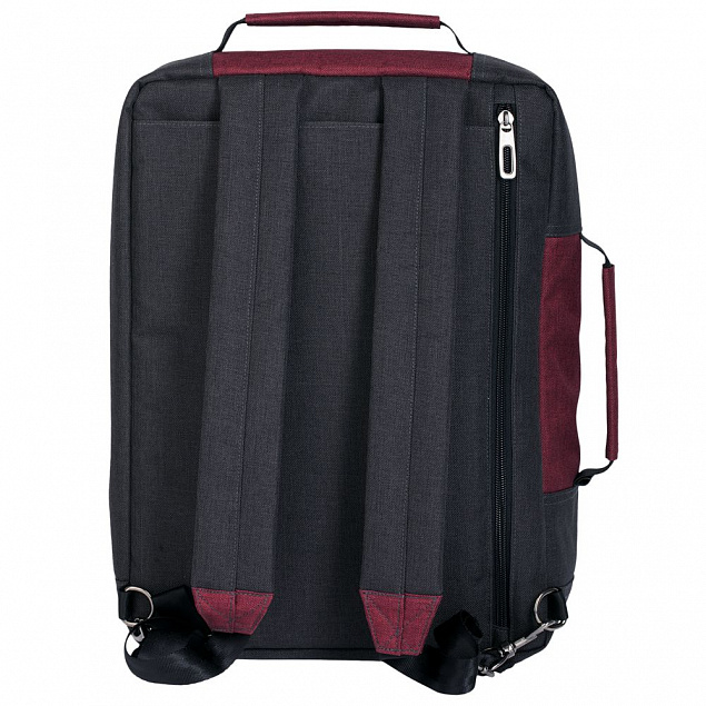 Рюкзак для ноутбука 2 в 1 twoFold, серый с бордовым с логотипом в Волгограде заказать по выгодной цене в кибермаркете AvroraStore