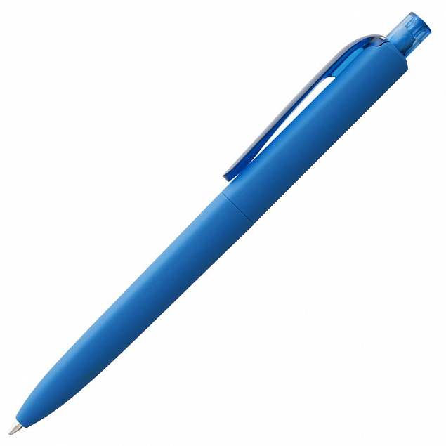 Ручка шариковая Prodir DS8 PRR-T Soft Touch, голубая с логотипом в Волгограде заказать по выгодной цене в кибермаркете AvroraStore