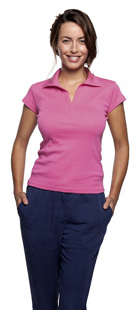 Рубашка поло женская без пуговиц PRETTY 220, кобальт (темно-синяя) с логотипом в Волгограде заказать по выгодной цене в кибермаркете AvroraStore