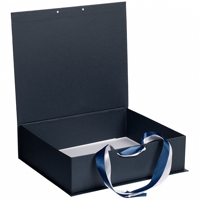 Коробка на лентах Tie Up, синяя с логотипом в Волгограде заказать по выгодной цене в кибермаркете AvroraStore