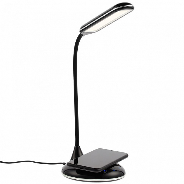 Лампа с беспроводной зарядкой Bright Helper, черная с логотипом в Волгограде заказать по выгодной цене в кибермаркете AvroraStore