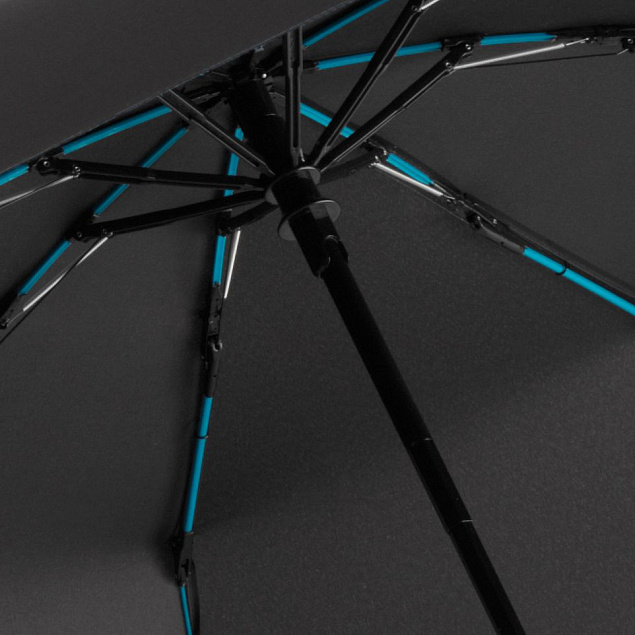 Зонт складной AOC Mini с цветными спицами, бирюзовый с логотипом в Волгограде заказать по выгодной цене в кибермаркете AvroraStore