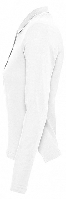 Рубашка поло женская с длинным рукавом PODIUM 210 белая с логотипом в Волгограде заказать по выгодной цене в кибермаркете AvroraStore
