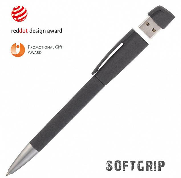 Ручка с флеш-картой USB 16GB «TURNUSsoftgrip M» с логотипом в Волгограде заказать по выгодной цене в кибермаркете AvroraStore