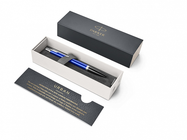 Ручка шариковая Parker Urban Core Nighsky Blue CT, синий/серебристый с логотипом в Волгограде заказать по выгодной цене в кибермаркете AvroraStore