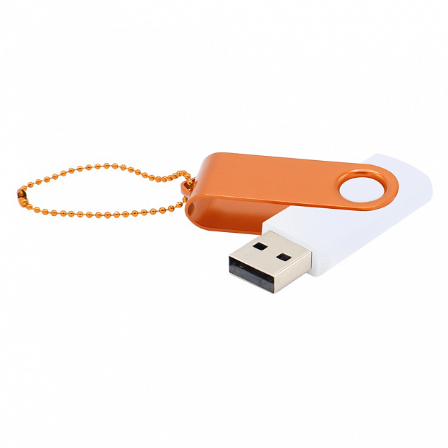 Флешка Designer To Go 2.0 USB 16Gb, белый/оранжевый с логотипом в Волгограде заказать по выгодной цене в кибермаркете AvroraStore