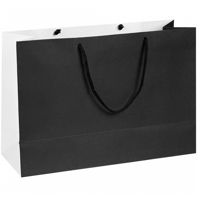 Пакет бумажный Bicolor, белый с черным с логотипом в Волгограде заказать по выгодной цене в кибермаркете AvroraStore