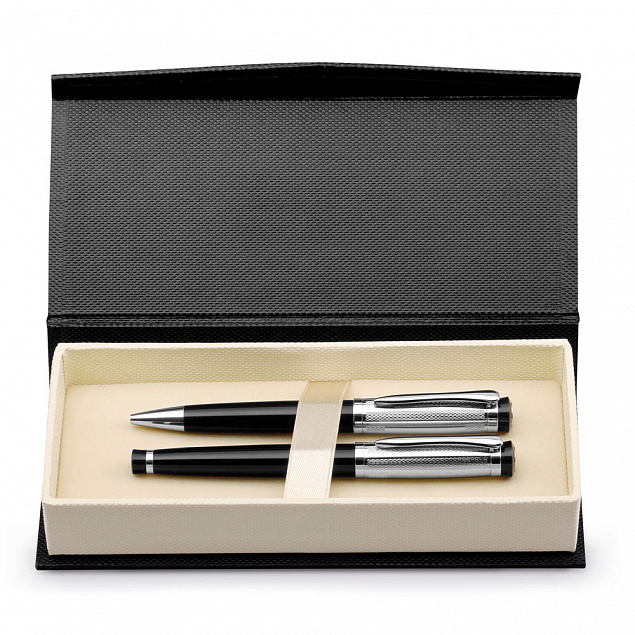Письменный набор ORLANDO, ручка и ручка-роллер, серебристый с логотипом в Волгограде заказать по выгодной цене в кибермаркете AvroraStore