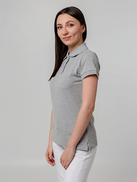 Рубашка поло женская Virma Premium Lady, серый меланж с логотипом в Волгограде заказать по выгодной цене в кибермаркете AvroraStore