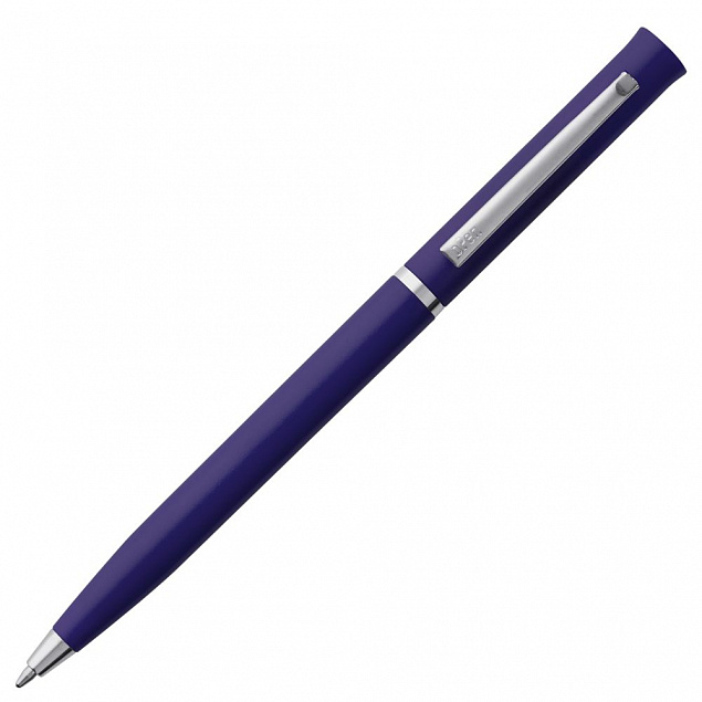 Ручка шариковая Euro Chrome, синяя с логотипом в Волгограде заказать по выгодной цене в кибермаркете AvroraStore