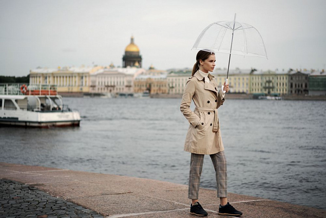 Прозрачный зонт-трость Clear с логотипом в Волгограде заказать по выгодной цене в кибермаркете AvroraStore