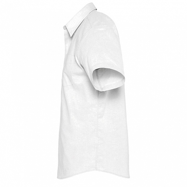 Рубашка мужская с коротким рукавом BRISBANE, белая с логотипом в Волгограде заказать по выгодной цене в кибермаркете AvroraStore