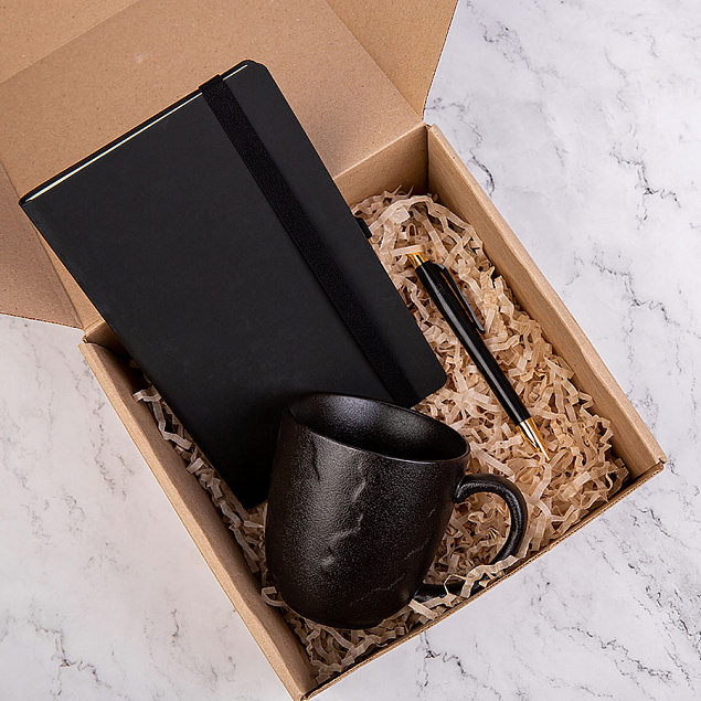 Набор подарочный BLACKNGOLD: кружка, ручка, бизнес-блокнот, коробка со стружкой с логотипом в Волгограде заказать по выгодной цене в кибермаркете AvroraStore