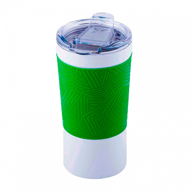 Термокружка вакуумная 'Funny" белая, зеленая, силикон с логотипом в Волгограде заказать по выгодной цене в кибермаркете AvroraStore