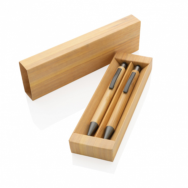 Набор Bamboo с ручкой и карандашом в коробке с логотипом в Волгограде заказать по выгодной цене в кибермаркете AvroraStore