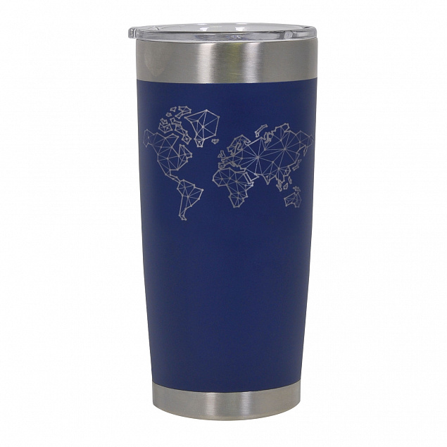 Термокружка вакуумная, Crown, 590 ml, матовое покрытие, синяя с логотипом в Волгограде заказать по выгодной цене в кибермаркете AvroraStore