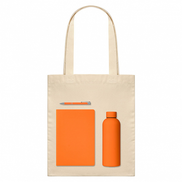 Подарочный набор Medium, оранжевый (шоппер, ежедневник, ручка, термобутылка) с логотипом в Волгограде заказать по выгодной цене в кибермаркете AvroraStore