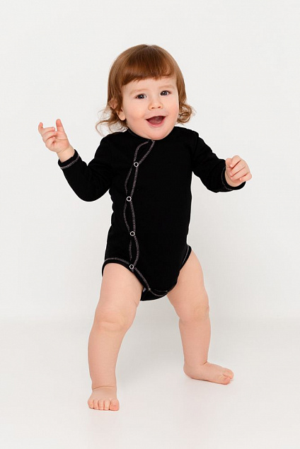 Боди детское Baby Prime, черное с логотипом в Волгограде заказать по выгодной цене в кибермаркете AvroraStore