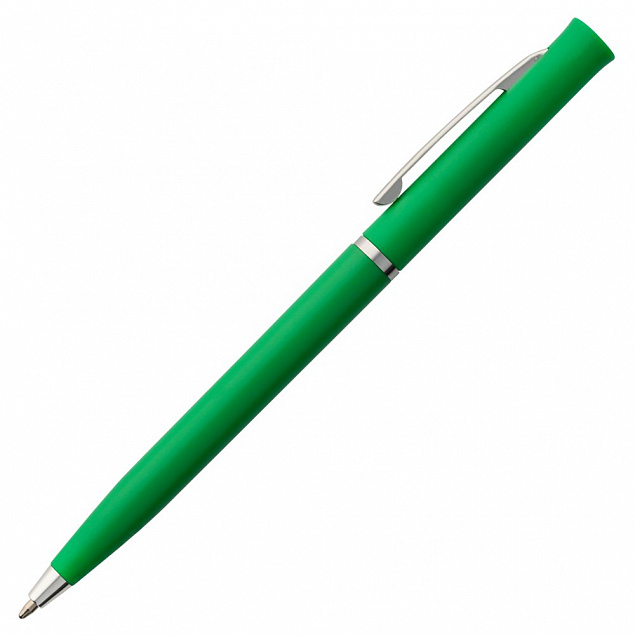 Ручка шариковая Euro Chrome, зеленая с логотипом в Волгограде заказать по выгодной цене в кибермаркете AvroraStore