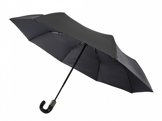 Montebello 21-дюймовый складной зонт с автоматическим открытием/закрытием и изогнутой ручкой, черный с логотипом в Волгограде заказать по выгодной цене в кибермаркете AvroraStore