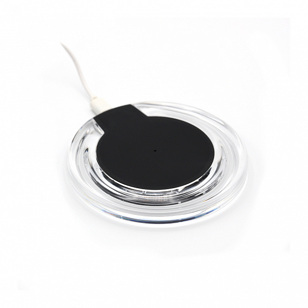Беспроводное зарядное устройство Spoony, черный с логотипом в Волгограде заказать по выгодной цене в кибермаркете AvroraStore
